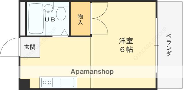 パークサイドマンション(1DK/2階)の間取り写真