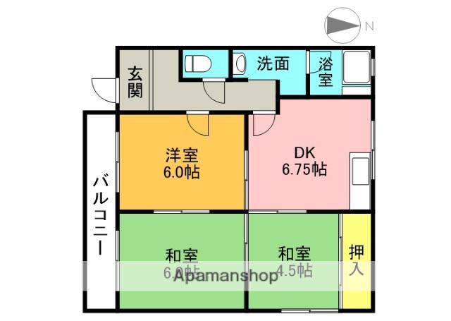 春日丘ハイツ(3DK/2階)の間取り写真