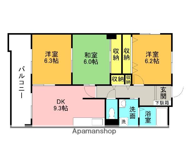 グランドリー高槻(3LDK/1階)の間取り写真