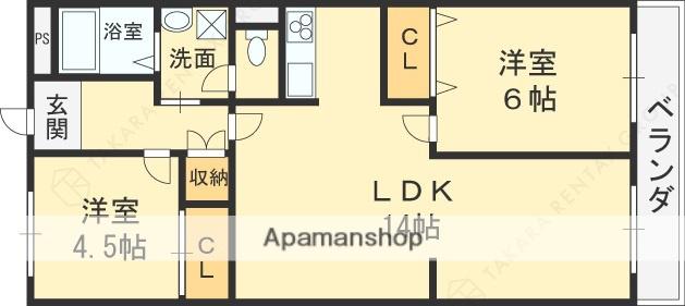 石賀ハイム(2LDK/3階)の間取り写真