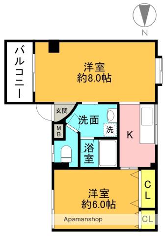 メゾン高槻(2K/4階)の間取り写真