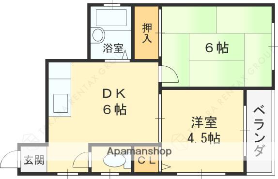 リーフジャルダン・サンガーデンリーフ(2DK/2階)の間取り写真