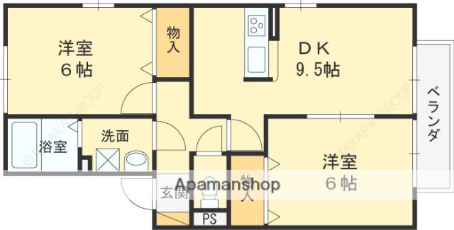 D-クレイン(2DK/2階)の間取り写真