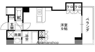 ラ カステル メウ(ワンルーム/4階)の間取り写真
