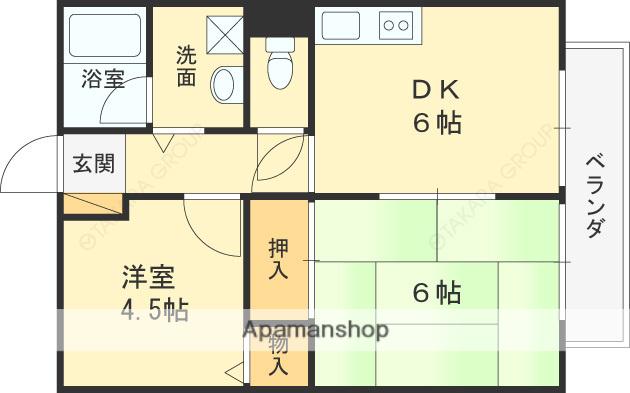 ハイツアルコ(2DK/2階)の間取り写真