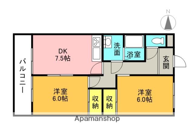 中島ハイツ(2DK/2階)の間取り写真