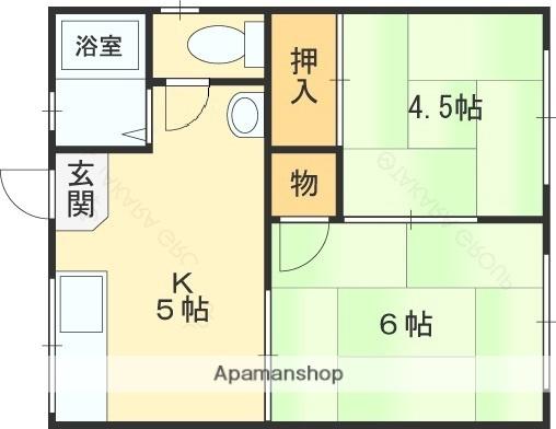 西ハイツ(2K/2階)の間取り写真