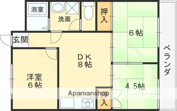 北本町パールハイツ(3DK/3階)の間取り写真