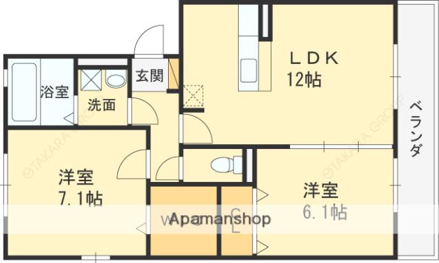 ジョリーメゾンノール(2LDK/2階)の間取り写真