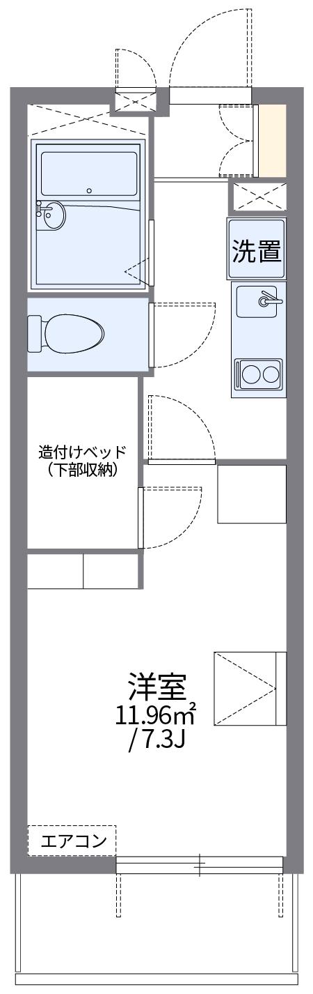 レオパレス 逢阪(1K/2階)の間取り写真