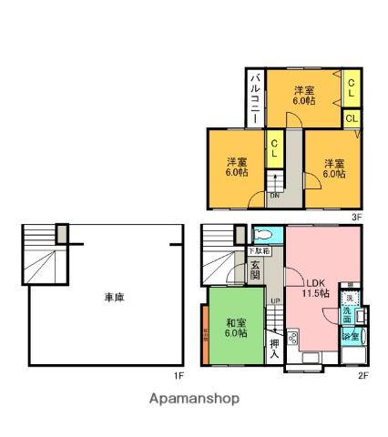 阪急電鉄京都線 高槻市駅 徒歩18分 3階建 築47年(4LDK)の間取り写真