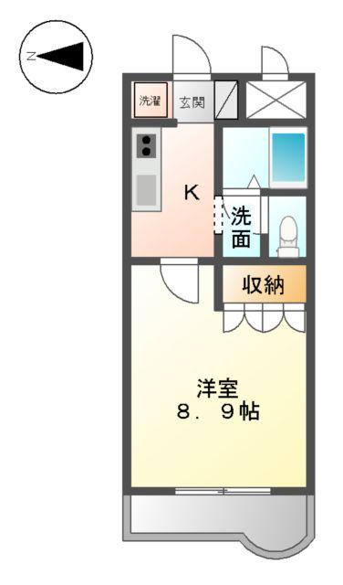 ソレイユ(1K/3階)の間取り写真
