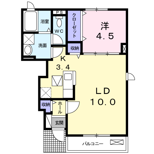ピュアメゾン(1LDK/1階)の間取り写真