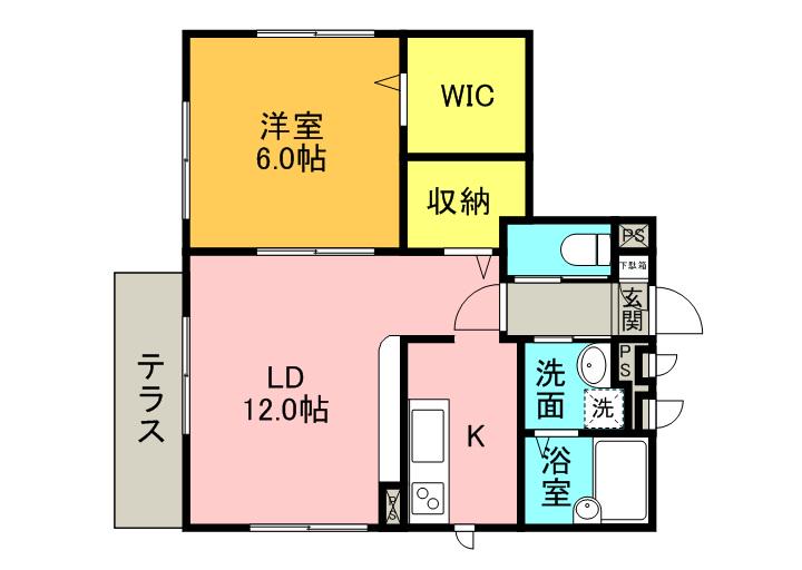 アムールアベイユⅡ(1LDK/1階)の間取り写真
