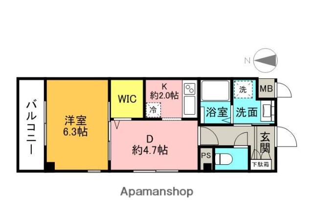 ソウジュ古曽部(1DK/3階)の間取り写真