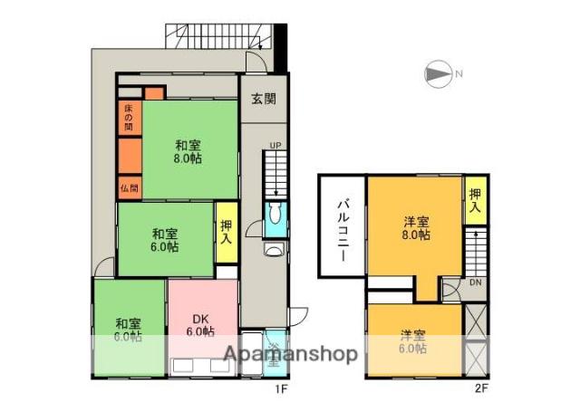 東海道本線 高槻駅 バス乗車時間：14分 松ヶ丘バス停で下車 徒歩5分 2階建 築50年(5DK)の間取り写真