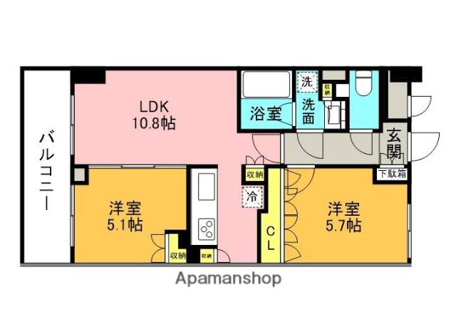 DAIWA RESIDENCE TAKATSUKI(2LDK/5階)の間取り写真