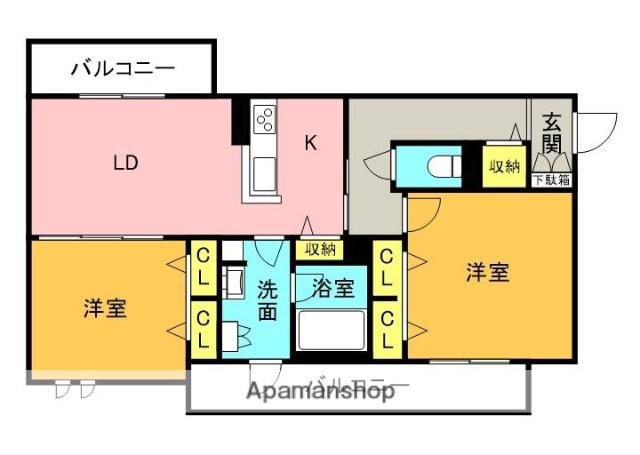 シャーメゾン ラッフィナート(2LDK/2階)の間取り写真