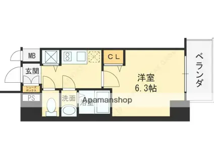 ゼオン大阪イースト(1K/10階)の間取り写真