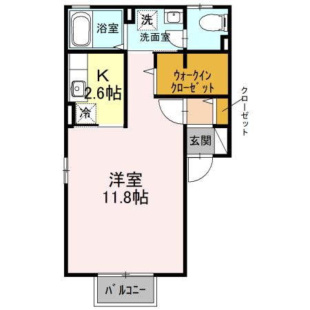 レシェンテ茨木G棟(1K/2階)の間取り写真