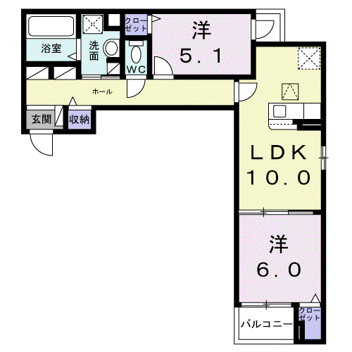 エアリー5(2LDK/1階)の間取り写真
