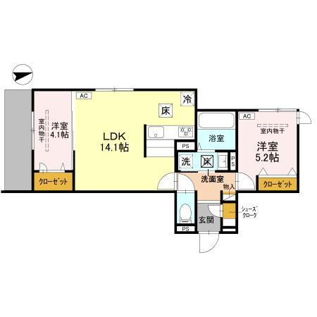 D-RESIDENCE東五百住町(2LDK/1階)の間取り写真