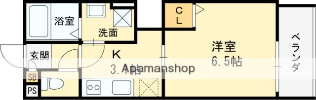 高槻市古曽部共同(1K/3階)の間取り写真