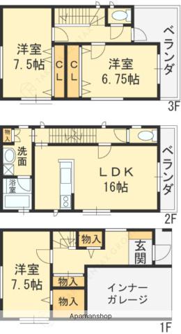 阪急電鉄京都線 富田駅(大阪) 徒歩20分 3階建 築1年(3LDK)の間取り写真