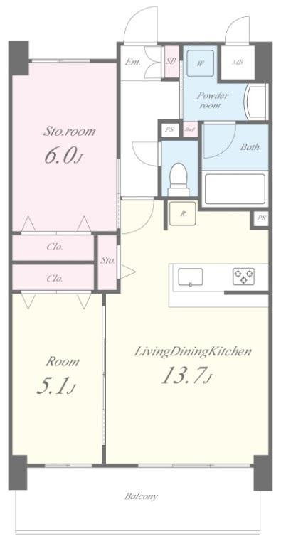 グランコート高槻(1SLDK/1階)の間取り写真
