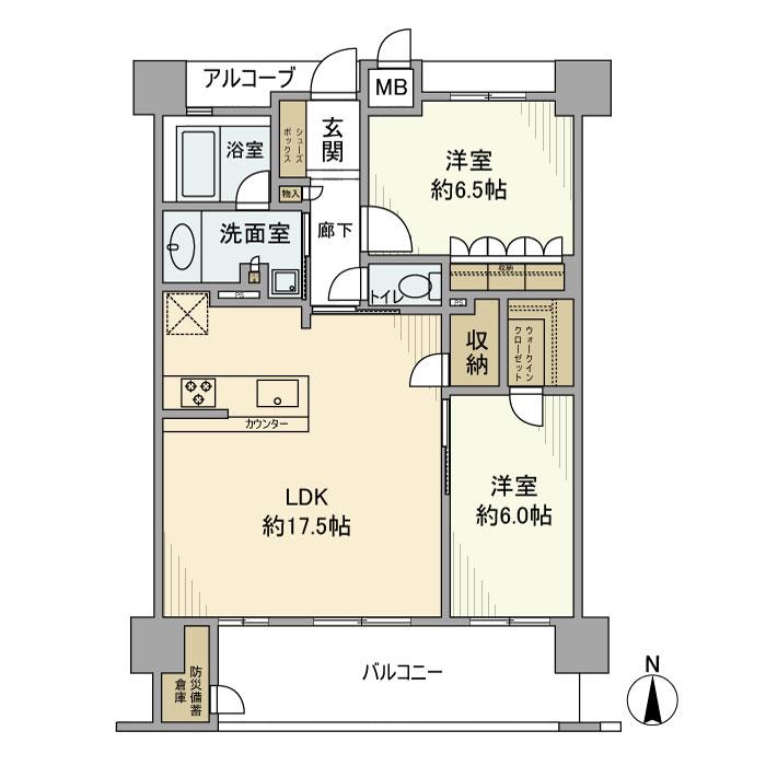 レ・ジェイド高槻南松原BRIGHT(2LDK/6階)の間取り写真