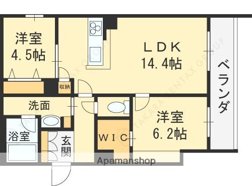 シャーメゾン ベル プレジール(2LDK/2階)の間取り写真