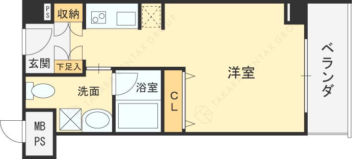 マインズ・コム高槻天神(ワンルーム/2階)の間取り写真