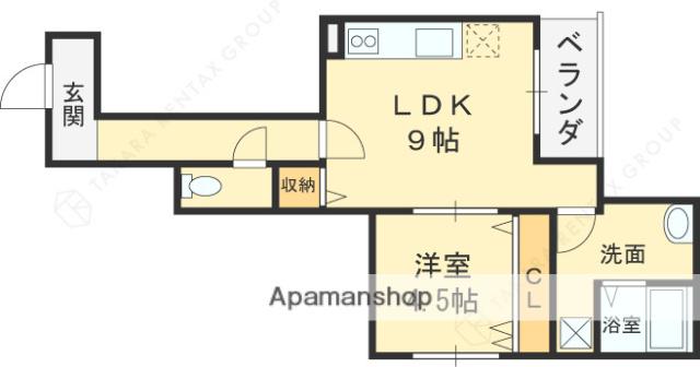 HEALING GRACE 高槻高西町A棟(1LDK/1階)の間取り写真