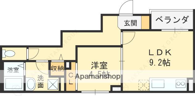 HEALING GRACE高槻高西町B棟(1LDK/1階)の間取り写真