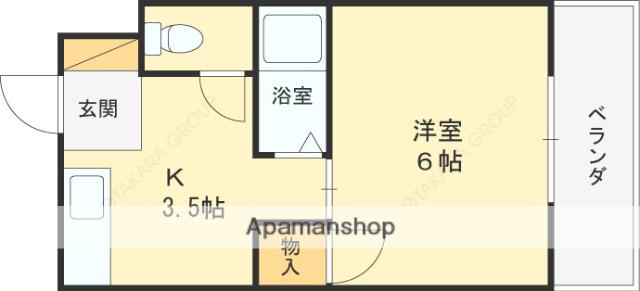 津之江パークハイツ2号館(1K/2階)の間取り写真