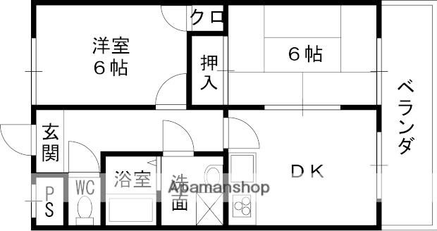 ルミエール(2DK/2階)の間取り写真