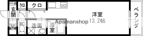 マイルドマンションⅢ(ワンルーム/2階)の間取り写真