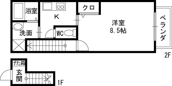 ドルフハイム清福寺(1K/2階)の間取り写真