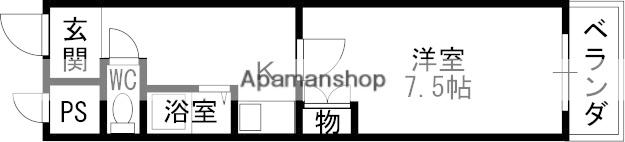 ステュディオYURI(1K/2階)の間取り写真