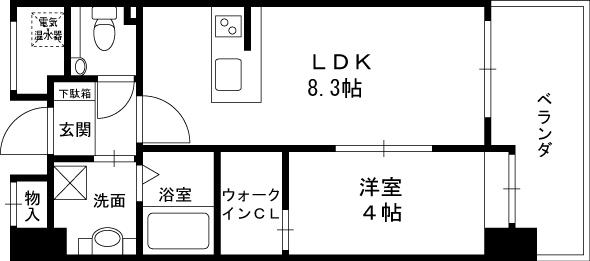 ヴェルドゥール南茨木(1LDK/8階)の間取り写真
