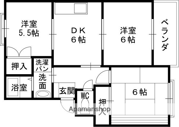 タカラマンション1(3DK/3階)の間取り写真