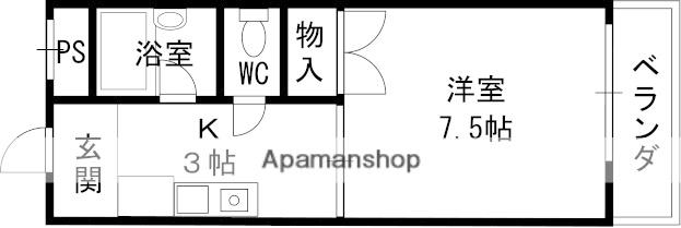 サンティー天川(1K/2階)の間取り写真