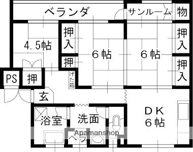 スカイハイツ辻崎(3DK/4階)の間取り写真