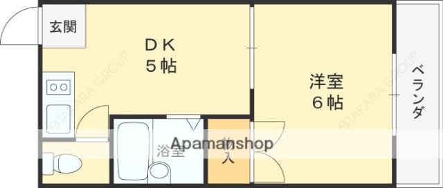 カルムウエスト(1DK/2階)の間取り写真