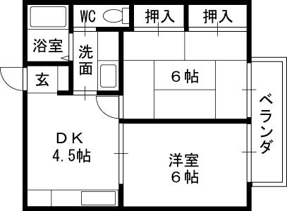 メゾン・フルール(2DK/2階)の間取り写真