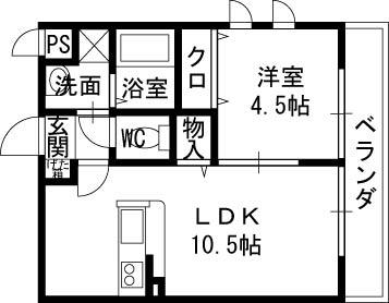 ニューアムールクラニア(1LDK/2階)の間取り写真