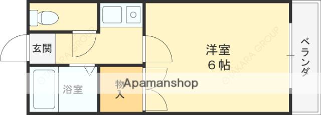 フルブルーム(1K/2階)の間取り写真