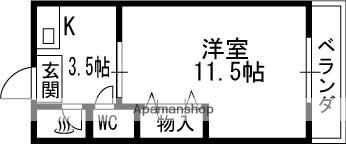 ボナールウエスト(1K/1階)の間取り写真