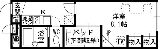レオパレスフローラ須賀(1K/2階)の間取り写真