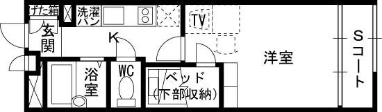 レオパレスカリオストロ(1K/1階)の間取り写真